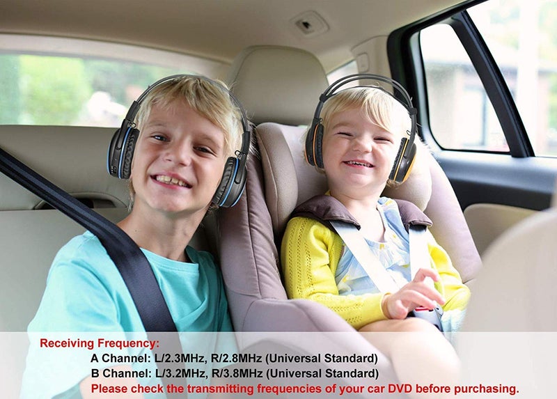 SIMOLIO 4 Pack of Car Kids Headphones with Adjustable 3-Level Volume Limited, Wireless DVD Headphones, 2 Channel IR Wireless Car Headsets, Infrared Headset for Vehicle Entertainment - Image 5
